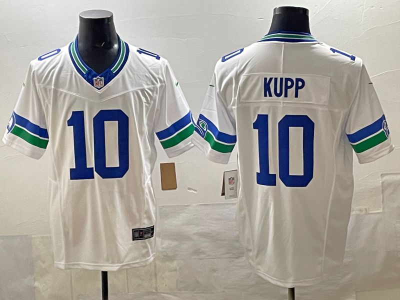 Men 2025 Seattle Seahawks #10 Kupp White retro Three generations Nike Limited NFL Jersey style 1->seattle seahawks->NFL Jersey